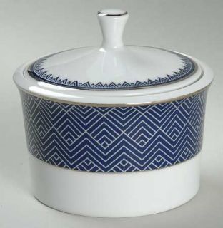 Ralph Lauren Hastings Cobalt Sugar Bowl & Lid, Fine China Dinnerware   Blue Band