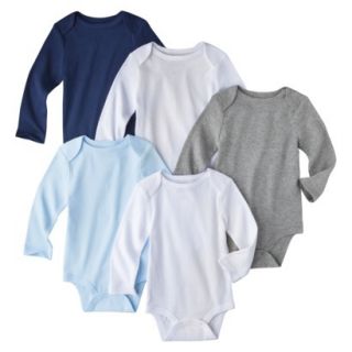 Circo Infant Boys 5 Pack Long sleeve Bodysuit   White/Blue/Grey 18 M