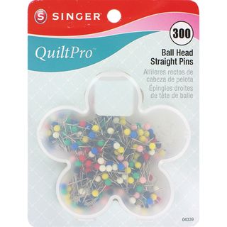 Quiltpro Ball Head Straight Pins In Flower Case size 17 1/16 300/pkg
