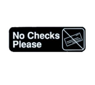 Tablecraft 3 x 9 in Sign, No Checks Please, Adhesive Back