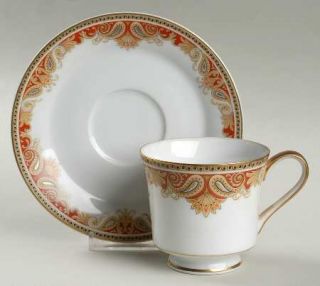 Mikasa Amherst Footed Cup & Saucer Set, Fine China Dinnerware   Black Circles,Go