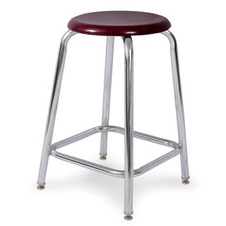 Relius Solutions Fully Welded Industrial Stool   Round Seat   Non Swivel Style   24 Seat Height   Plastic Seat   Burgundy