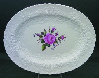 Spode Bridal Rose (No Gold Trim) 13 Oval Serving Platter, Fine China Dinnerware