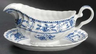Johnson Brothers Indies Blue Gravy Boat & Underplate (Relish), Fine China Dinner