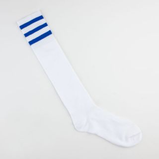Athletic Stripe Womens Knee High Socks White/Blue One Size For Women 2