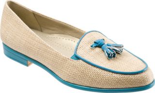 Womens Trotters Leana   Natural Raffia/Turquoise Patent Casual Shoes