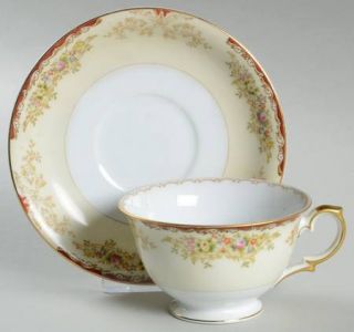 Royal Embassy Reno Footed Cup & Saucer Set, Fine China Dinnerware   Floral, Whit