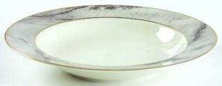 Mikasa Travertine Gray Rim Soup Bowl, Fine China Dinnerware   Gray Marble