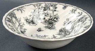 Churchill China Toile Black (Charcoal, Scalloped) 9 Round Vegetable Bowl, Fine