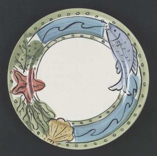 Sango Key West Dinner Plate, Fine China Dinnerware   Pastel Colors With Fish & S