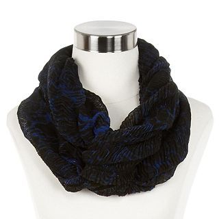 Abstract Floral Print Infinity Scarf, Blue, Womens