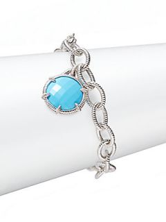 Eclipse Doublet & White Sapphire Berge Link Bracelet   Turquoise