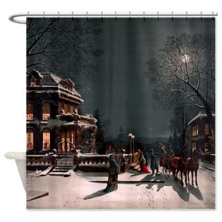  Vintage Victorian Christmas Night Scene Shower Cur  Use code FREECART at Checkout