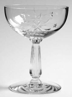 Seneca Stardust Champagne/Tall Sherbet   Stem #9951, Cut Stars, No Trim