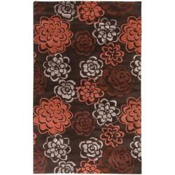 Hand tufted Candice Olson Divine Red Floral Wool Rug (9 X 13)