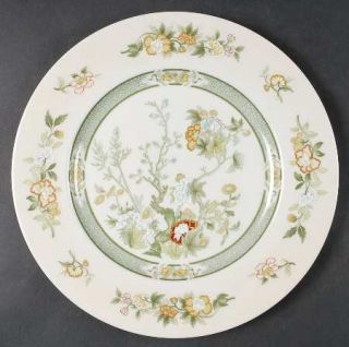 Royal Doulton Tonkin Dinner Plate, Fine China Dinnerware   Green Band, Indian  T