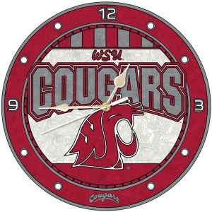 Washington State Cougars Art Glass Clock
