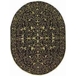 Hand hooked Chelsea Irongate Black Wool Rug (46 X 66 Oval)