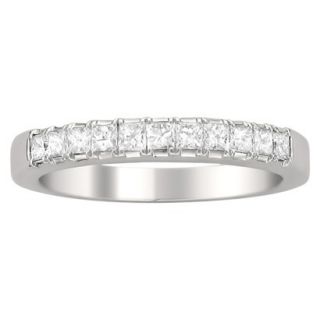 1/2 CT. T.W. Princess Cut Diamond Band Prong Set Ring in 14K White Gold (G H,