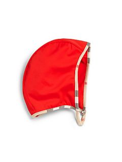 Burberry Infants Check Trimmed Swim Cap   Red