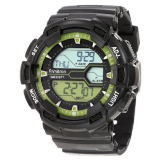 Armitron Mens Digital World Time Sport Chronograph Watch   Black And Lime Green