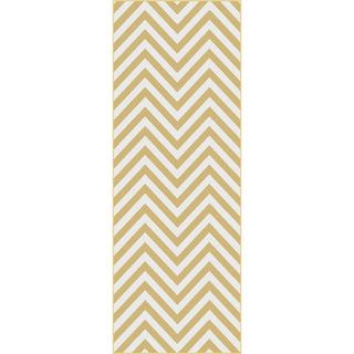 Metropolis Yellow And White Chevron Area Rug (27 X 73) (PolypropyleneDoes not contain latexConstruction Method Machine madePile Height 0.39 inchStyle ContemporaryPrimary color YellowSecondary colors WhitePattern ChevronTip We recommend the use of a