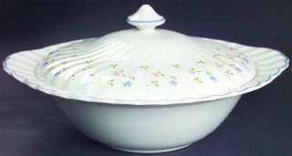 Johnson Brothers Melody Round Covered Vegetable, Fine China Dinnerware   Blue/Pi