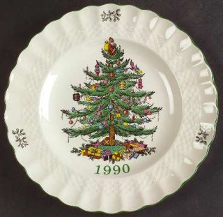 Spode Christmas Tree Green Trim 1990 Collector Plate, Fine China Dinnerware   Ne
