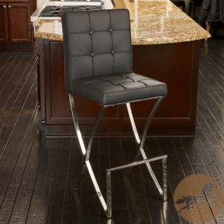 Christopher Knight Home Markson Black Leather Barstool (BlackSome assembly requiredSturdy constructionNeutral colors to match any decorAllows you to comfortably sit at your bar in styleDimensions 45.28 inches high x 18.5 inches wide x 22.84 inches deep )