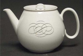 Rosenthal   Continental Script Teapot & Lid, Fine China Dinnerware   Black Squig