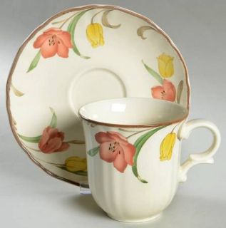 Mikasa Summer Medley Flat Cup & Saucer Set, Fine China Dinnerware   Country Clas