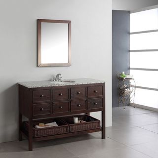 New Haven Walnut Brown 48 inch Bath Vanity With 2 Drawers And Dappled Grey Granite Top