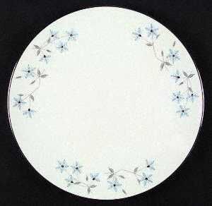 Franciscan Capri Dinner Plate, Fine China Dinnerware   Blue Flowers&Gray Leaves,