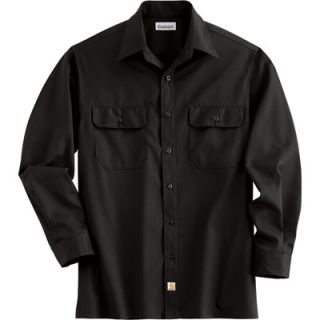 Carhartt Long Sleeve Twill Work Shirt   Black, Large, Regular Style, Model# S224