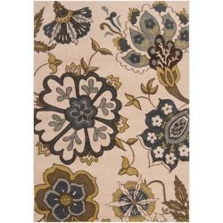 Meticulously Woven Contemporary Ivory Floral Finchley Rug (53 X 76)