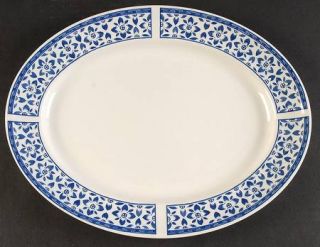 Johnson Brothers Portland 13 Oval Serving Platter, Fine China Dinnerware   Blue