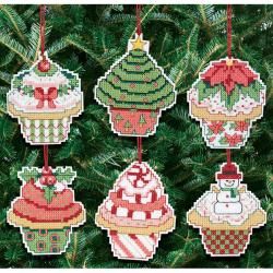 Christmas Cupcake Ornaments Counted Cross Stitch Kit