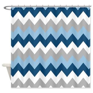  Classy Blue Chevron Stripes Shower Curtain  Use code FREECART at Checkout