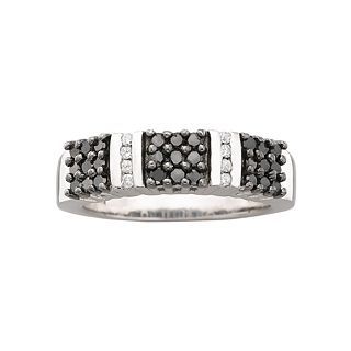 1/2 CT. T.W. Genuine Black & White Diamond Ring, Womens