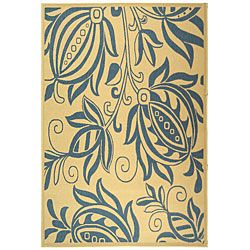 Indoor/ Outdoor Andros Natural/ Blue Rug (9 X 12)