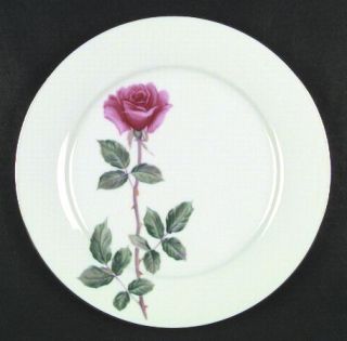 Noritake N34 Dinner Plate, Fine China Dinnerware   Long Stem Red Rose On Left Ce
