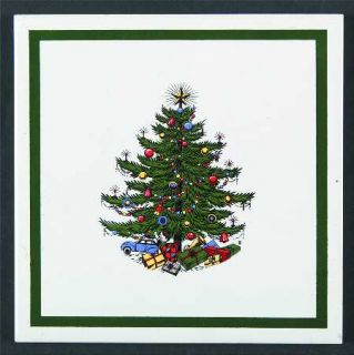 Cuthbertson Christmas Tree (Wide Green Band) Square Cork Back Trivet, Fine China