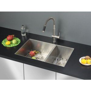 Ruvati RVC2619 Combo Stainless Steel Kitchen Sink and Stainless Steel Set