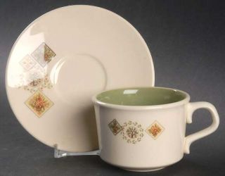 Taylor, Smith & T (TS&T) Brocatelle Flat Cup & Saucer Set, Fine China Dinnerware