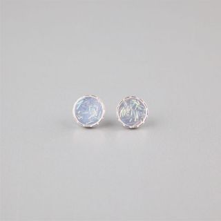 Hologram Glitter Button Stud Earrings Silver One Size For Women 234767