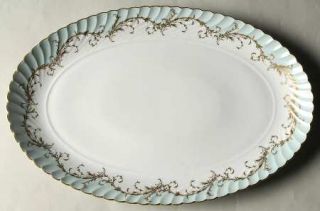 Royal Tettau Elegance Blue/Green (Gold Trim) 15 Oval Serving Platter, Fine Chin