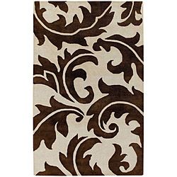 Hand tufted White/ Brown Wool Rug (5 X 8)