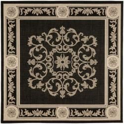 Indoor/ Outdoor Sunny Black/ Sand Rug (67 Square)