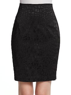 Akela Jacquard Pencil Skirt   Black