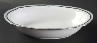 Baronet Patrician 9 Oval Vegetable Bowl, Fine China Dinnerware   Gray Band, Whi